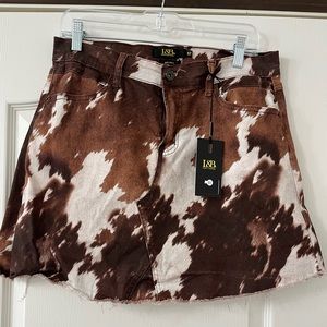 NWT Lucky & Blessed Cow Print Mini Skirt